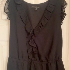 Black sleeveless ruffle peplum top